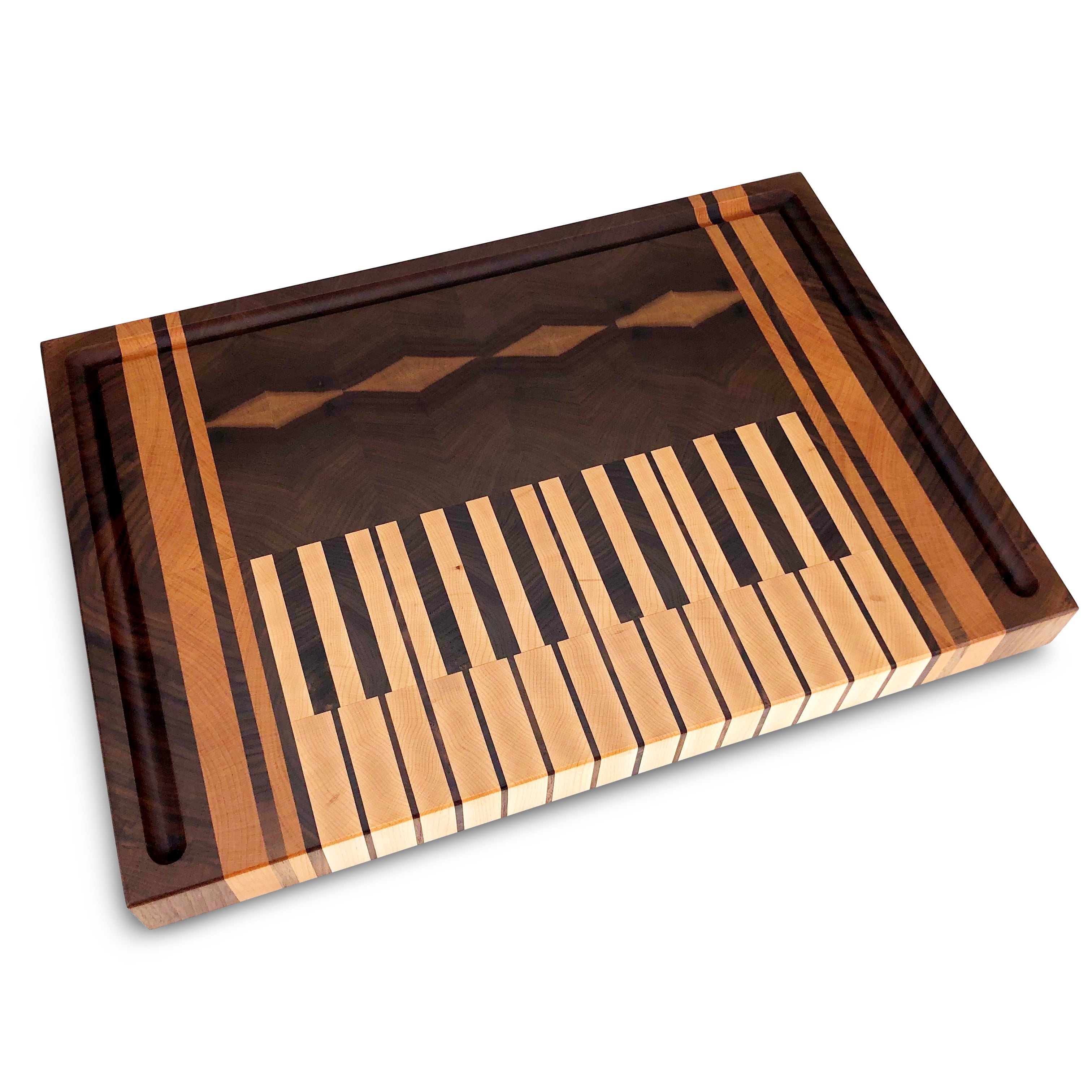 Piano Maple & Walnut Wood End Grain Handmade Cutting Board